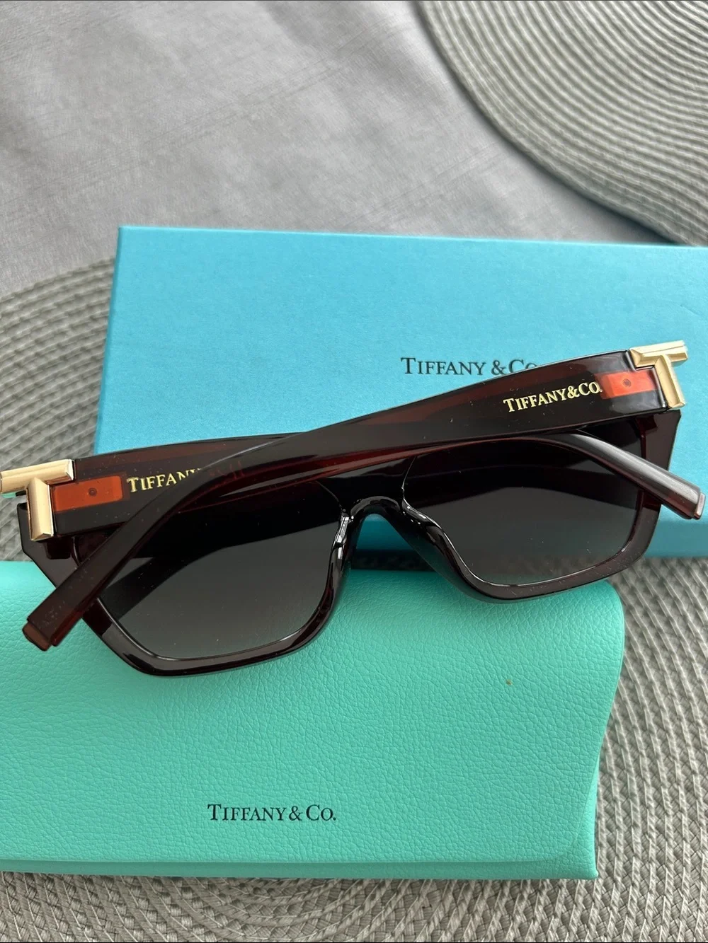 Tiffany & Co. Women's Dark Brown Geometric Frame Sunglasses